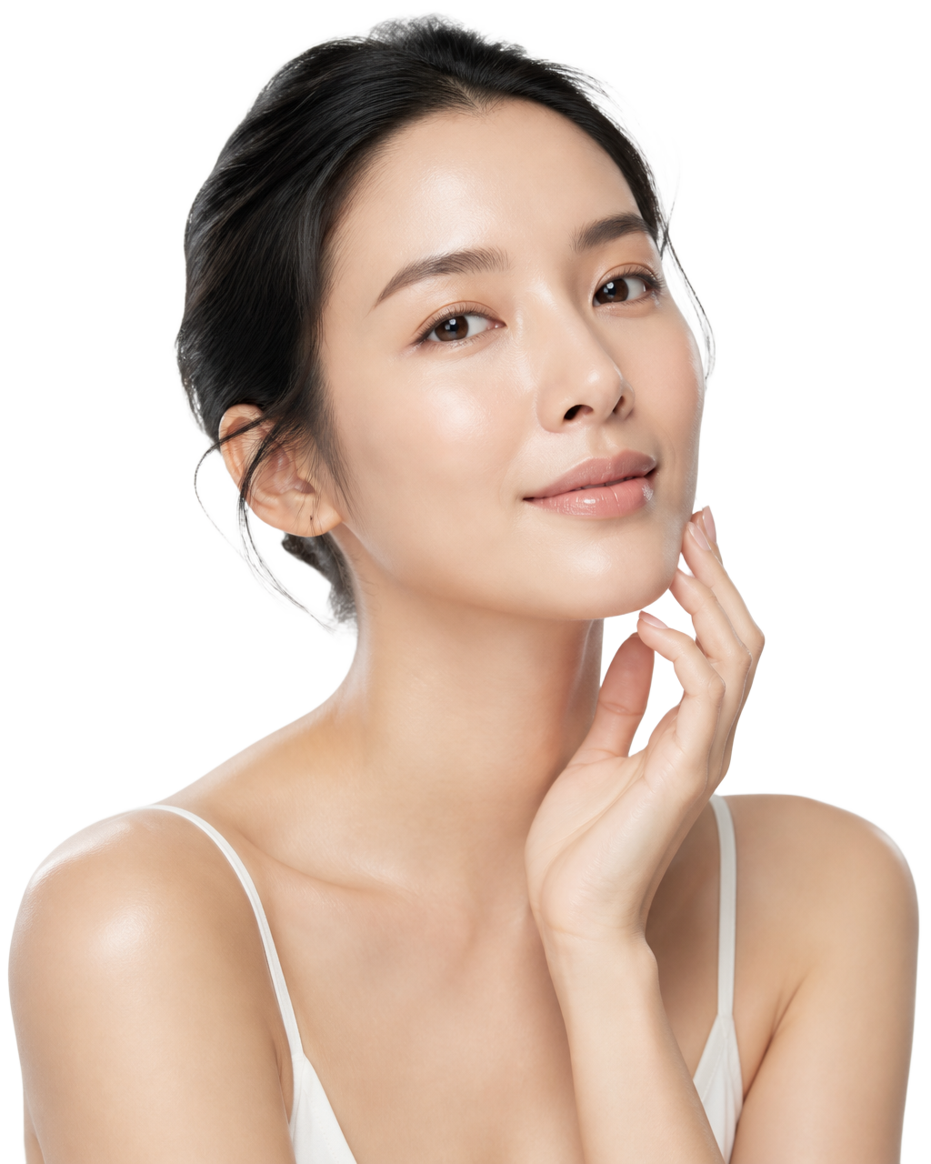 Beauty professional with calm, glowing skin